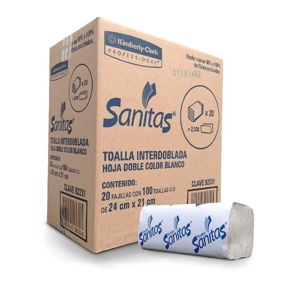 Caja SANITAS c/20 toallas interdobladas.