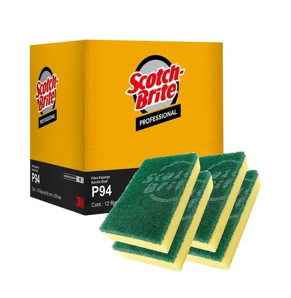 Fibra verde amarilla Scotch-Brite P94 Caja c/12 pzs